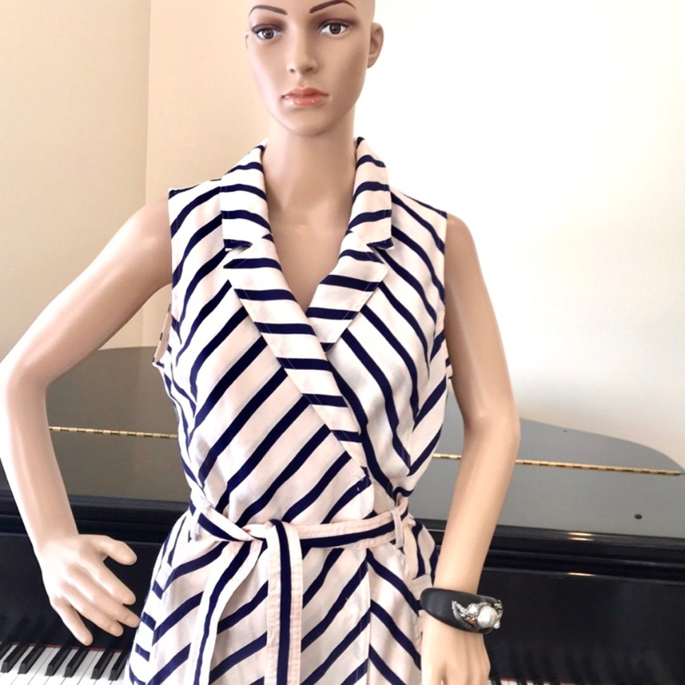 NWT Banana Republic stripe trench wrap dress - Picture 4 of 8